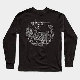 Ellesmere Port Map (White) Long Sleeve T-Shirt